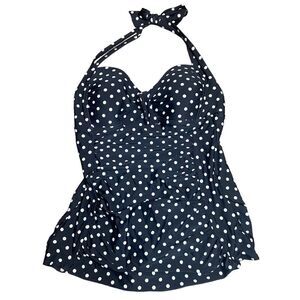 Merona one piece swim dress swimsuit size Large pinup vibes